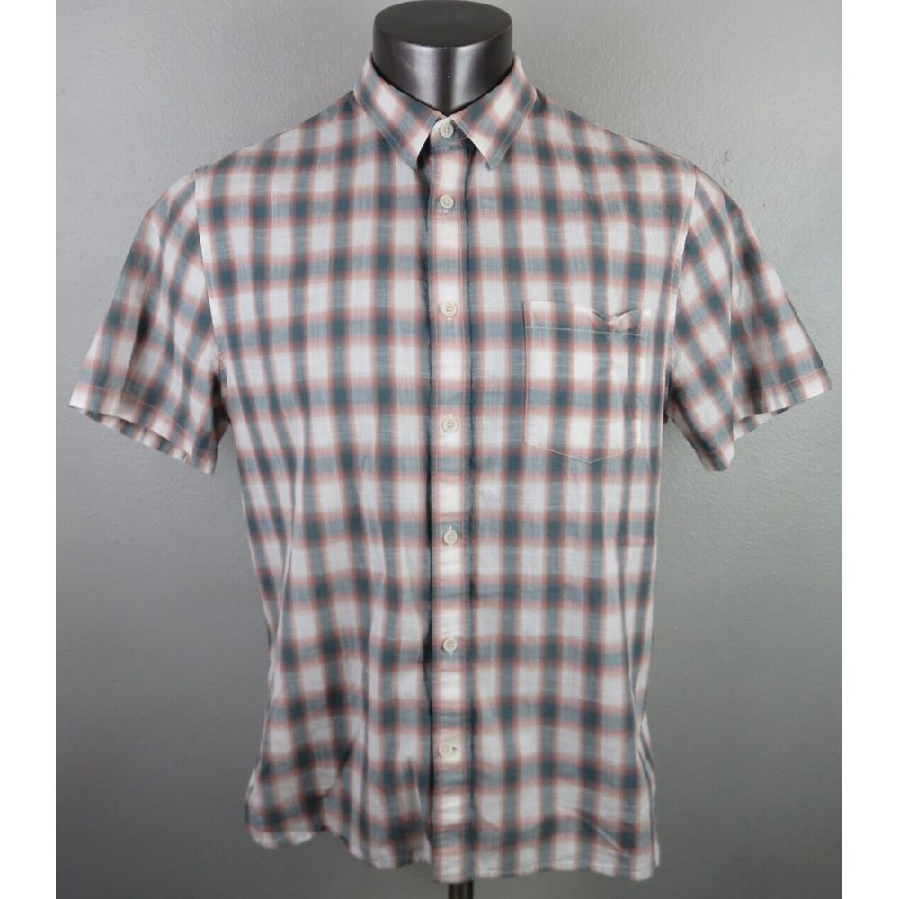 Mens Vince Short‎ Sleeve Button Front Shirt Size L Classic Fit Cotton Multicolor